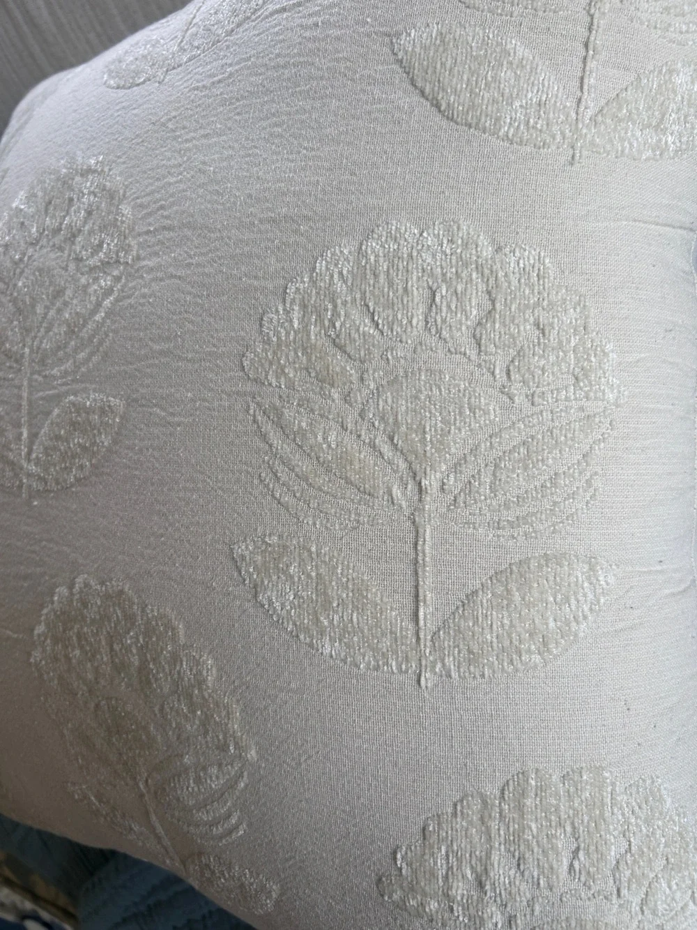 Textured Large Throw Pillow NEW! 20 x 20 Solid Natural Cream Raised Boho Floral